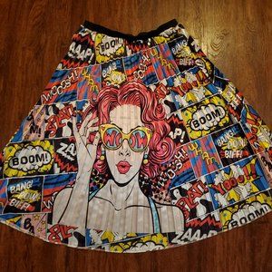 Shein Pop Art Pleated Skirt